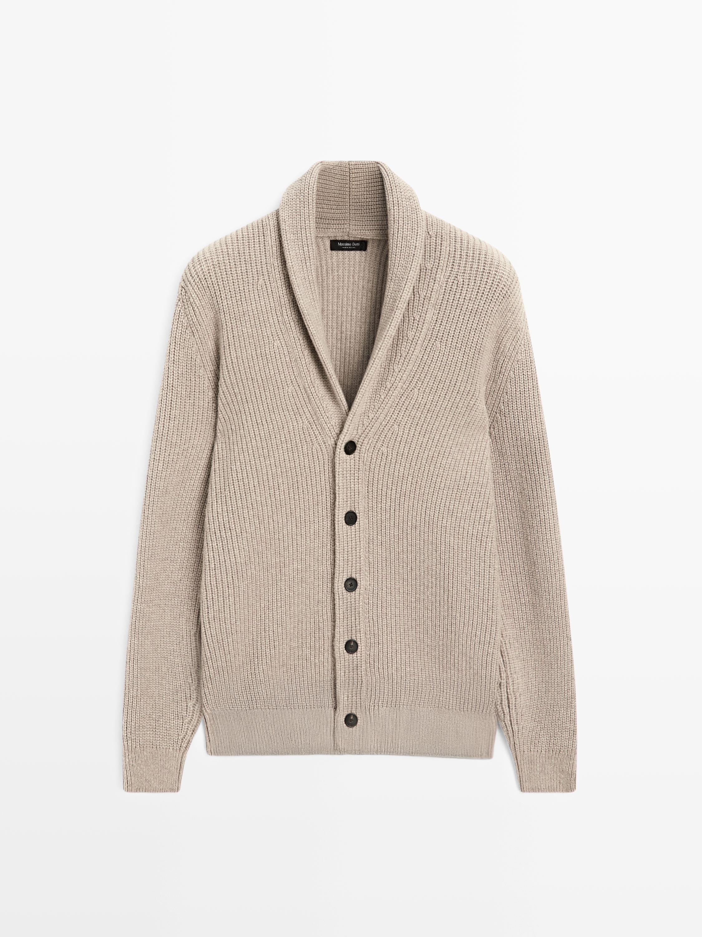 Collared knit cardigan